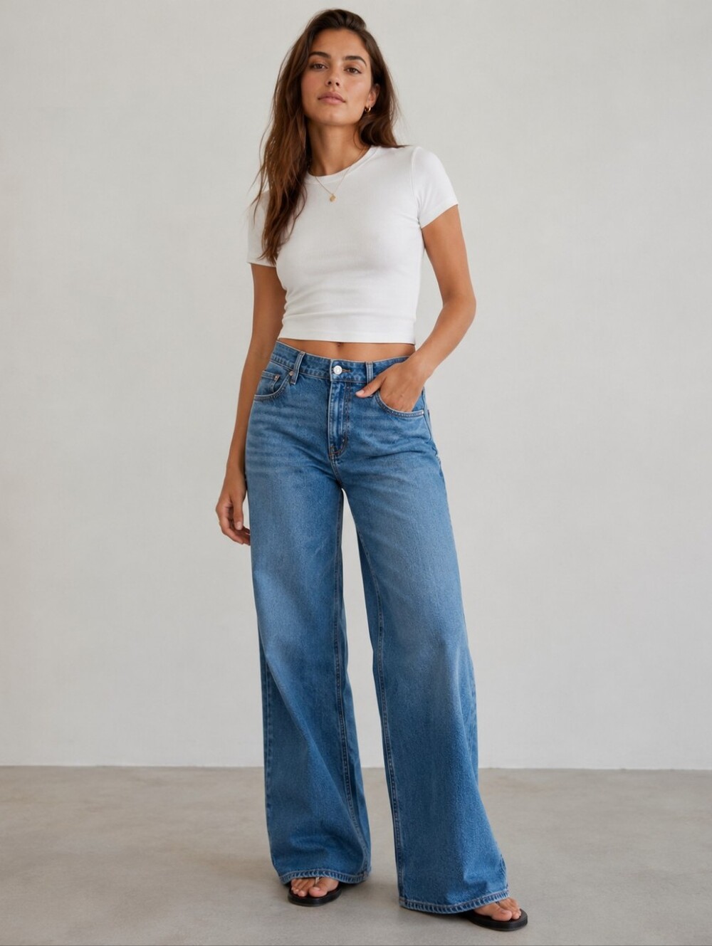 NWOT AE Dreamy Drape Low-Rise Baggy Wide-Leg Jean | 4S